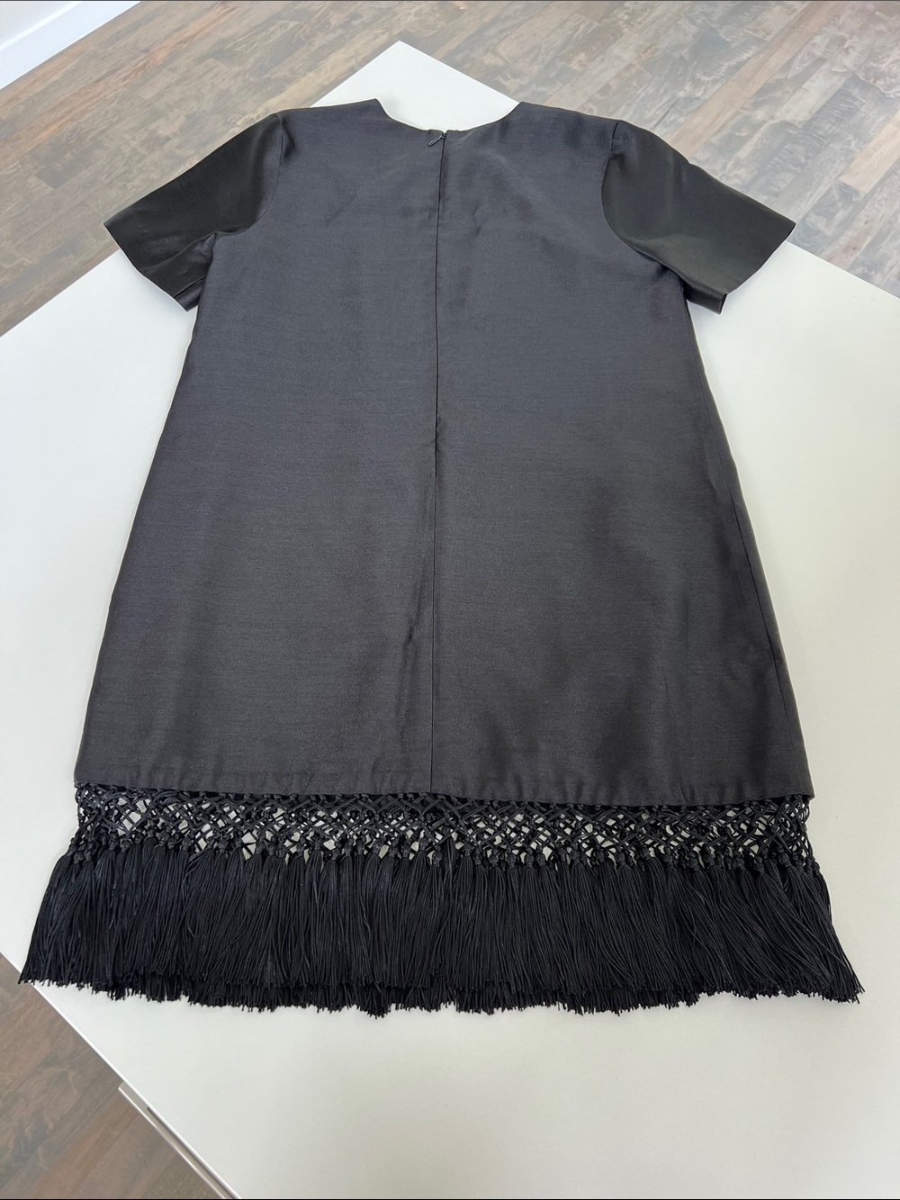 Tuckernuck black dupioni tassel downing short sleeve lined dress small - Picture 7 of 7